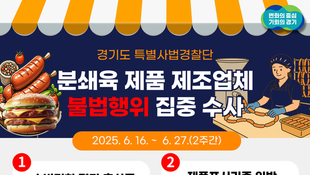 경기도 특사경, 분쇄육 제품 제조업체 360곳 햄버거병 예방 집중수사