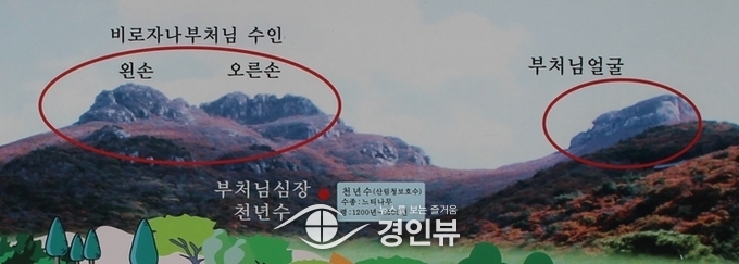 두륜산 정상의 모습을 설명하고 있는 푯말